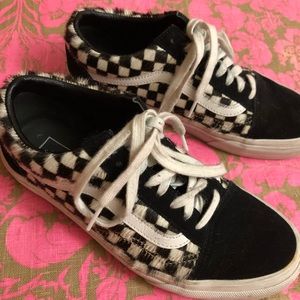 FURRY Black and White Checkered Vans